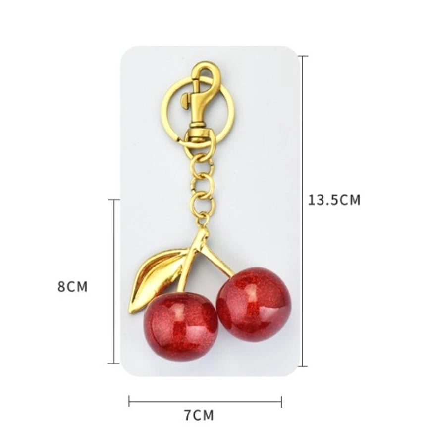 Artificial Crystal Alloy Cherry Bag Charms