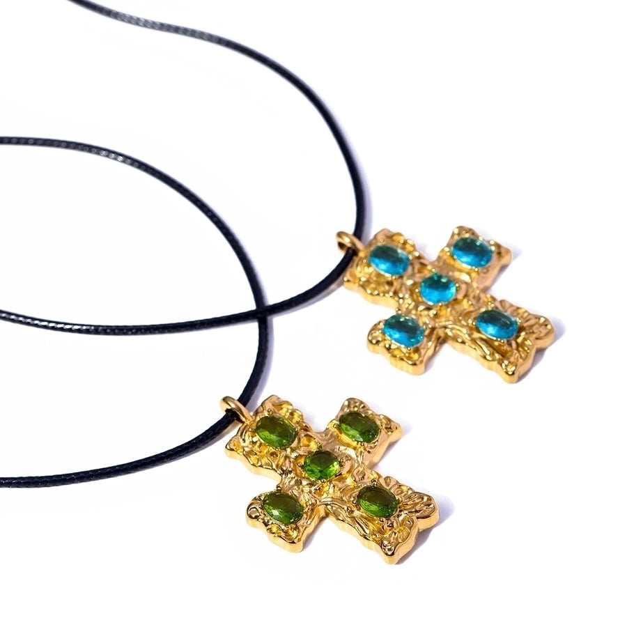 316 Stainless Steel  18K Gold Plated IG Style Modern Style Classic Style Inlay Cross Rhinestones Pendant Necklace