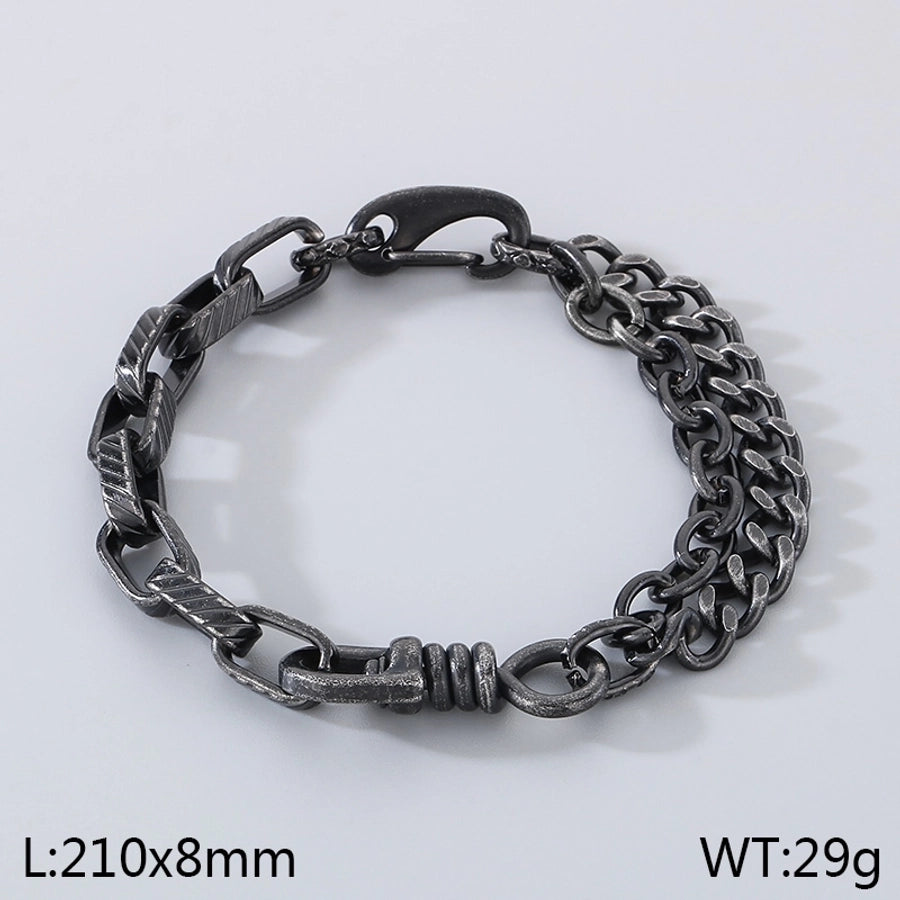 Simple Style Geometric 304 Stainless Steel Cuban Link Chain Curb Chain Bracelets In Bulk