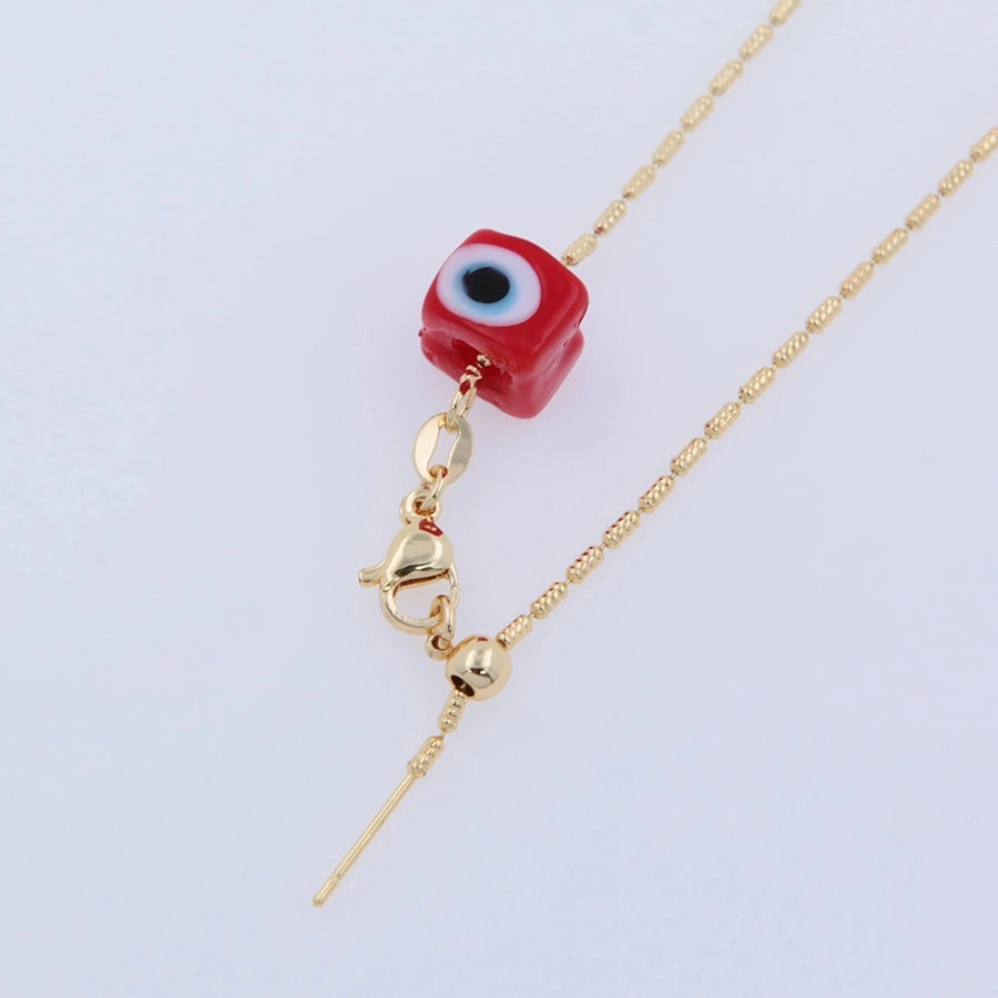 Y2K Simple Style Classic Style Eye chili 18K Gold Plated Zircon Arylic Copper  Necklace