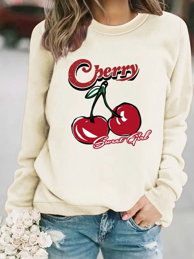 Hoodies & Sweatshirts Long Sleeve Printing Streetwear Cherry