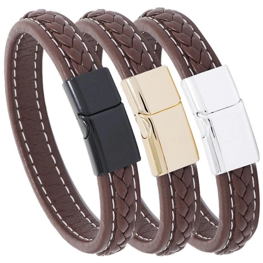 new brown casual simple braided leather bracelet