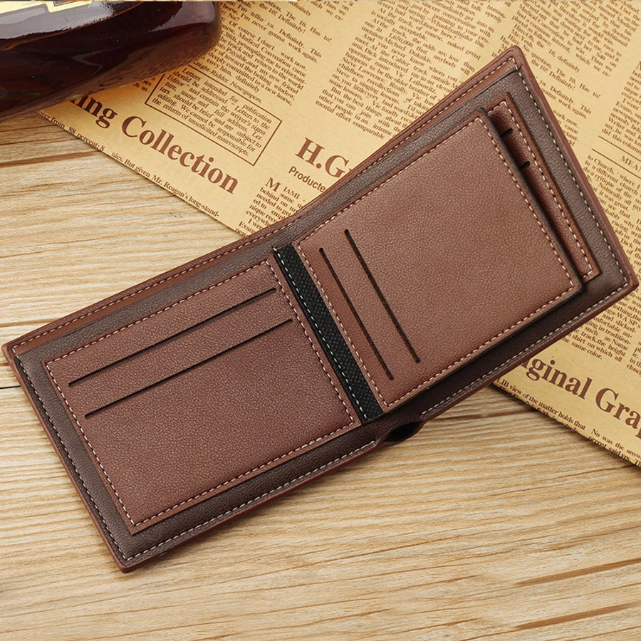 new men's wallet korean-style short wallet glossy wallet fashion loose-leaf soft leather beauty wallet factory