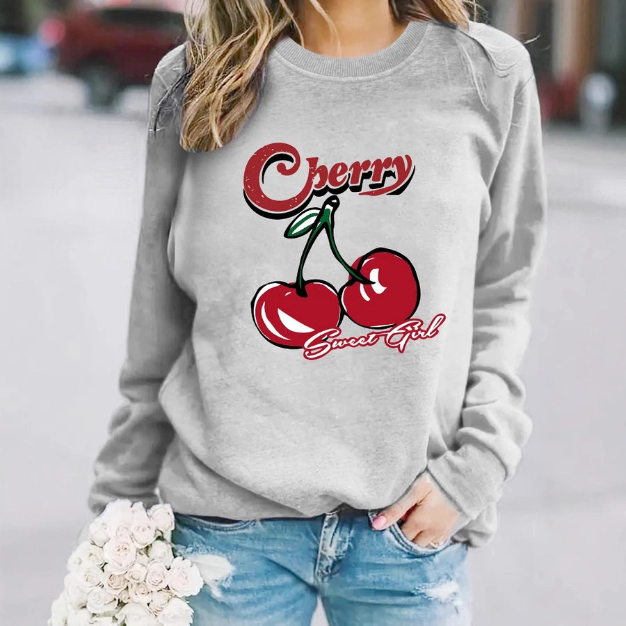 Hoodies & Sweatshirts Long Sleeve Printing Streetwear Cherry