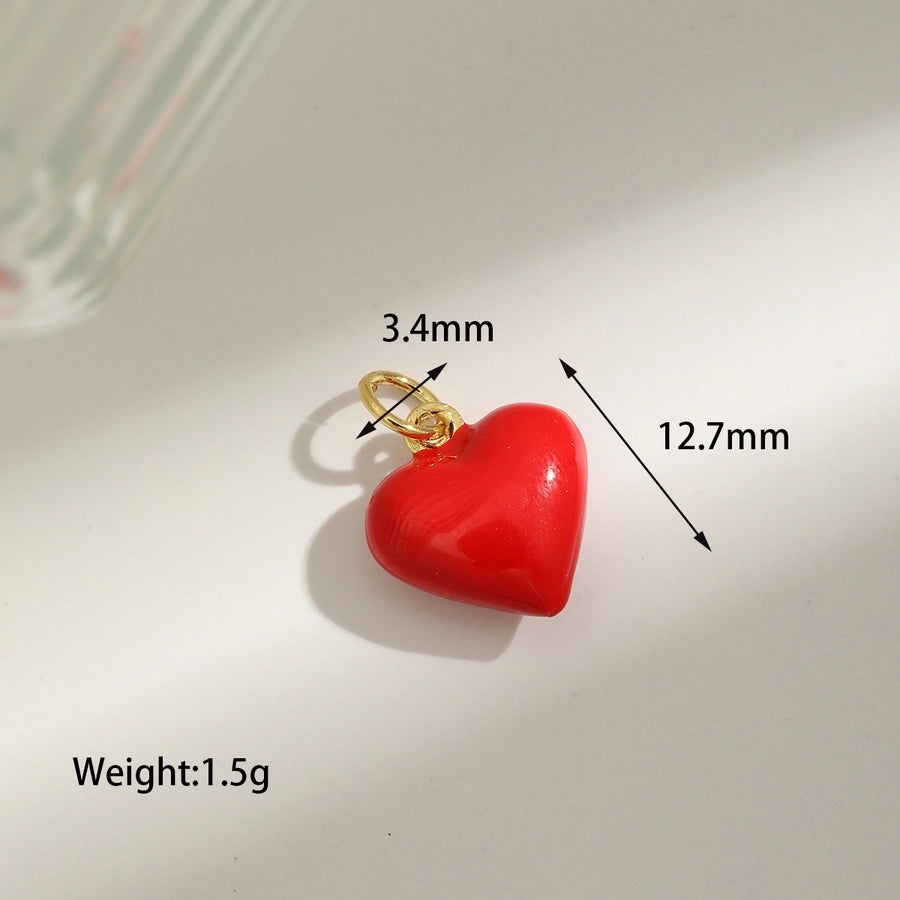 1 Piece 25.3MM Hole 1~1.9mm Copper 18K Gold Plated Heart Shape Polished Pendant Chain Jewelry Accessories