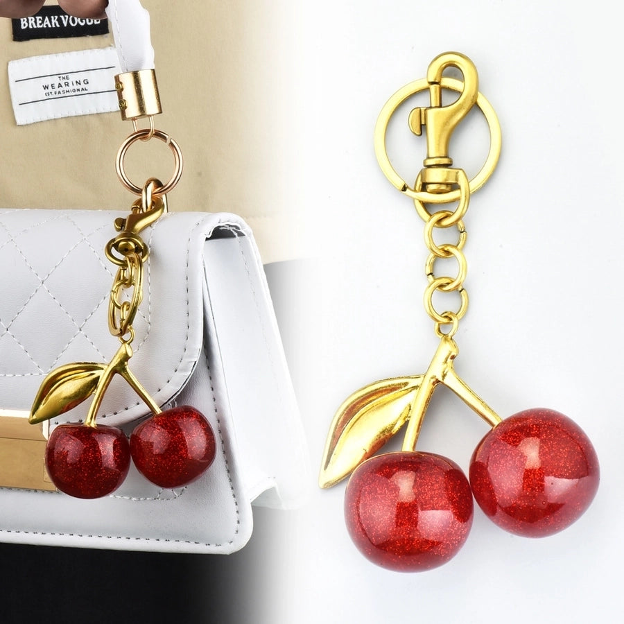 Artificial Crystal Alloy Cherry Bag Charms