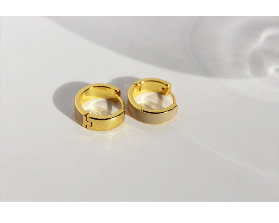 Brass 24K Gold Plated Epoxy Plating Geometric Round Hoop Earrings