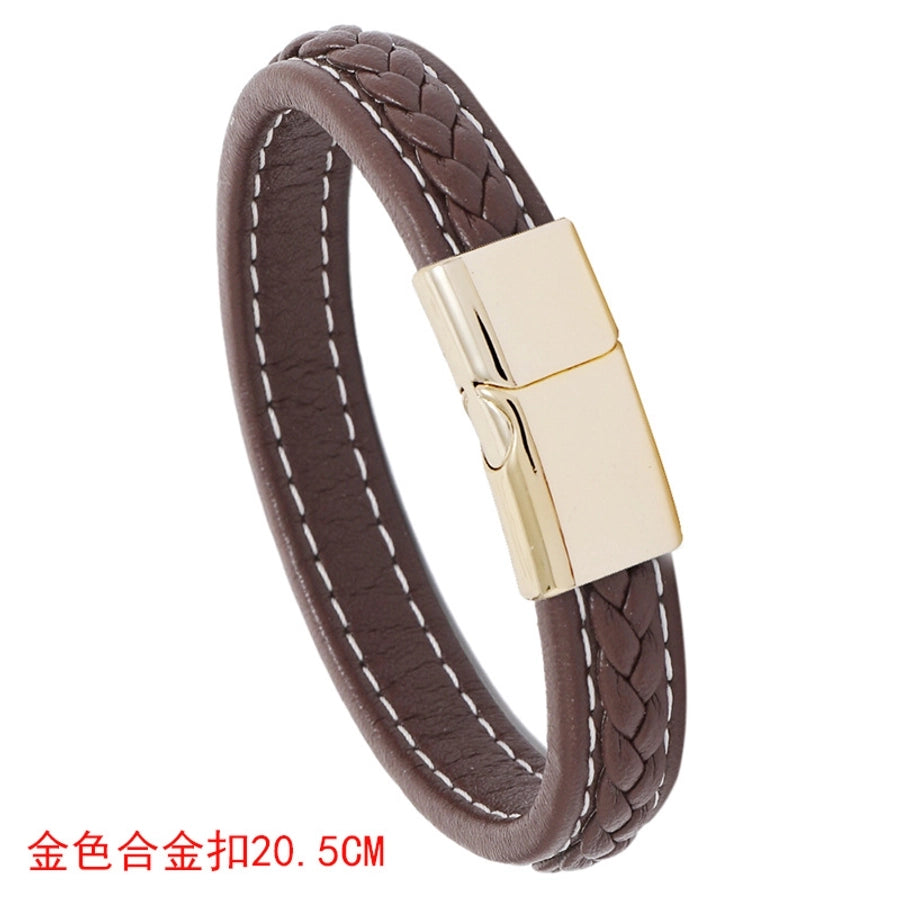 new brown casual simple braided leather bracelet