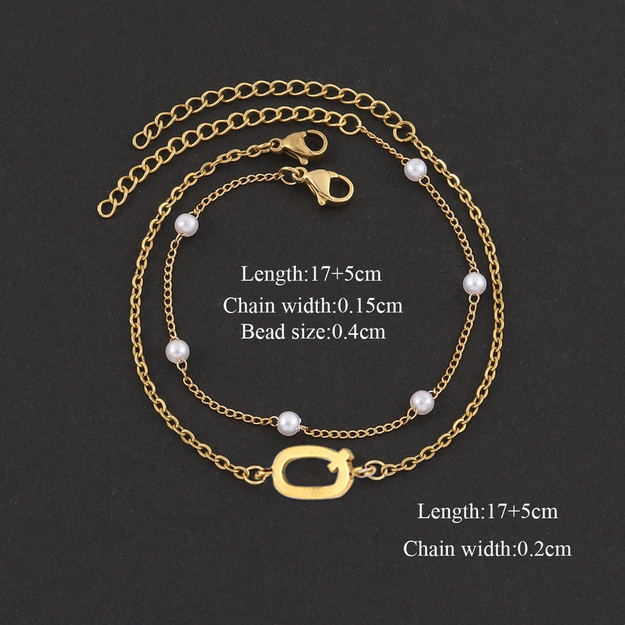 Elegant Simple Style Classic Style Letter 201 Stainless Steel 304 Stainless Steel Artificial Pearl Bracelets In Bulk