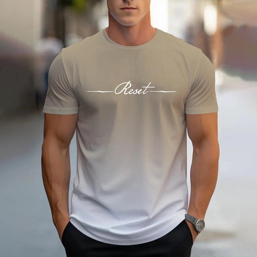 Men's Letter Casual Basic Classic Style Round Neck Short Sleeve Regular Fit Men's T-shirt