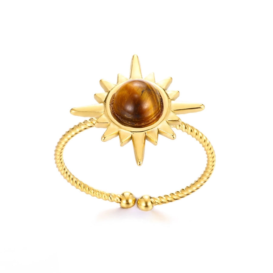 Jewelry Bohemian Sun 304 Stainless Steel 18K Gold Plated Open Rings