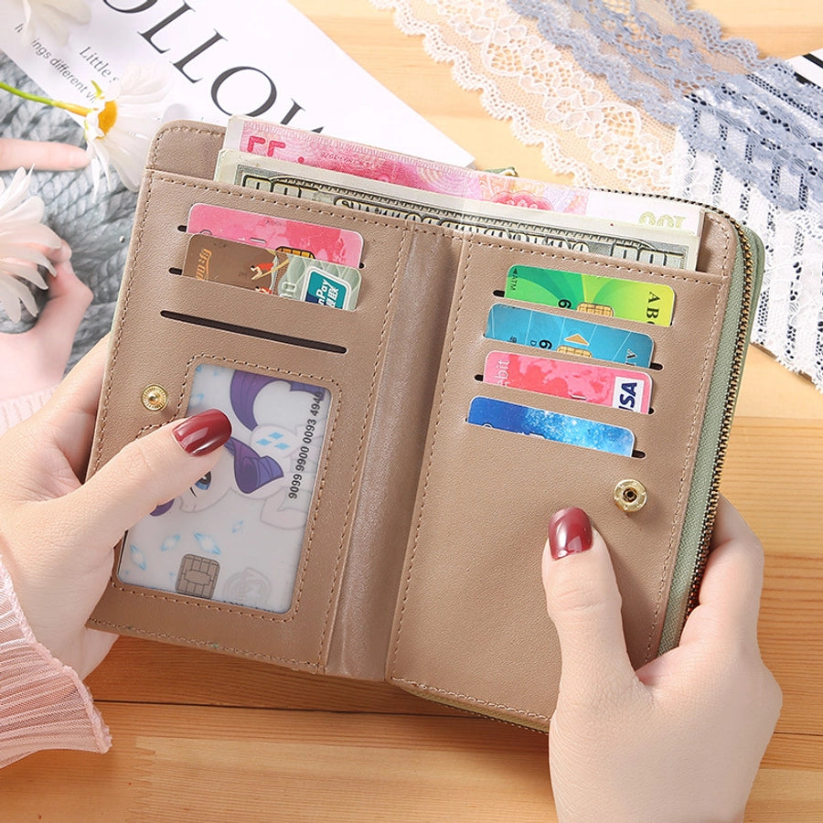 women's letter pu leather zipper wallets