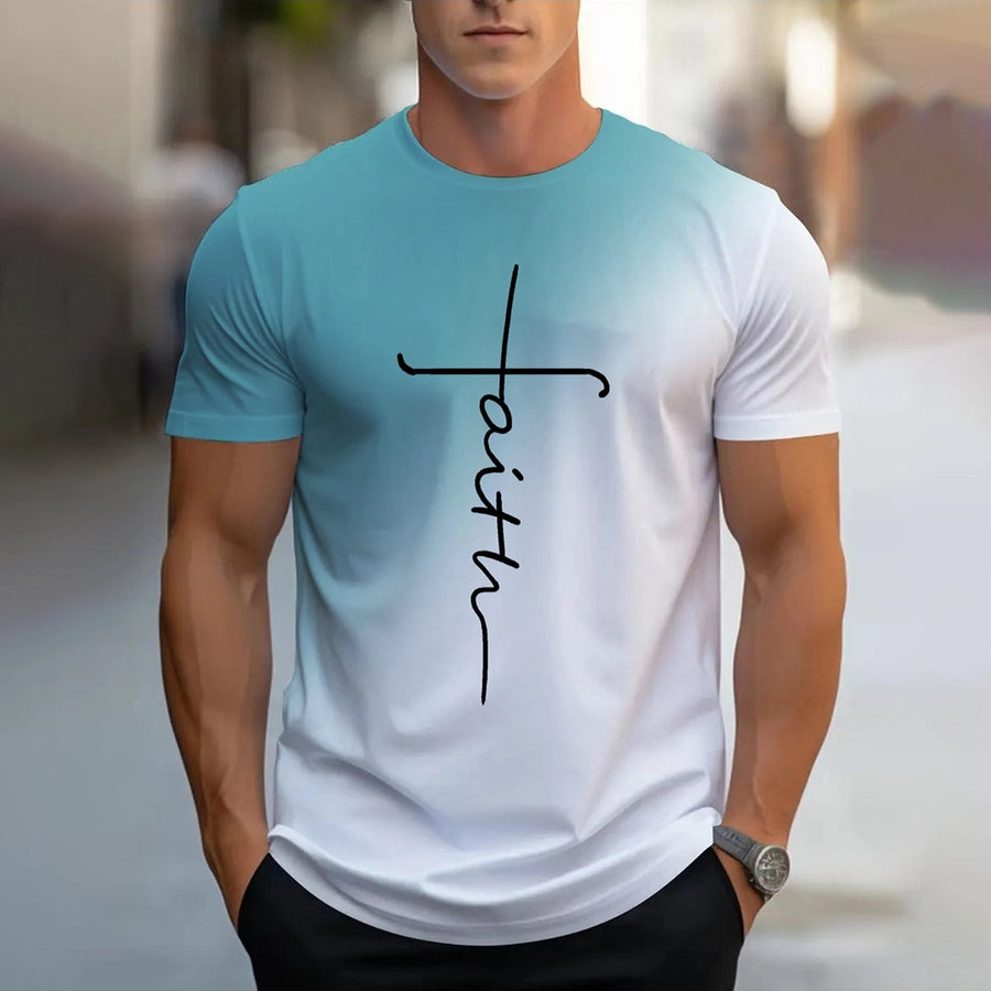 Men's Letter Casual Basic Classic Style Round Neck Short Sleeve Regular Fit Men's T-shirt