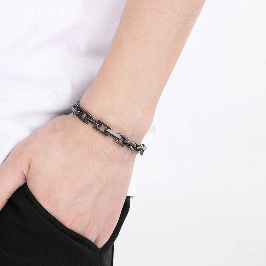 Simple Style Solid Color 304 Stainless Steel cable chain Bracelets In Bulk