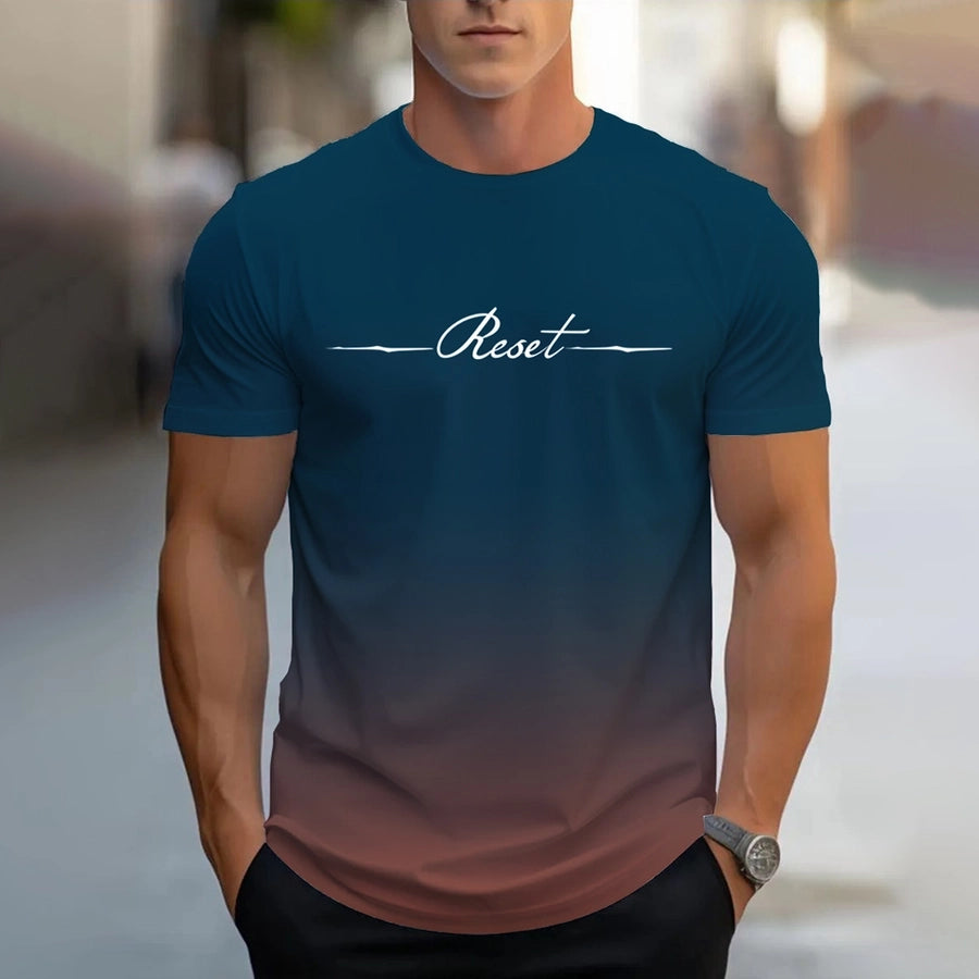 Men's Letter Casual Basic Classic Style Round Neck Short Sleeve Regular Fit Men's T-shirt