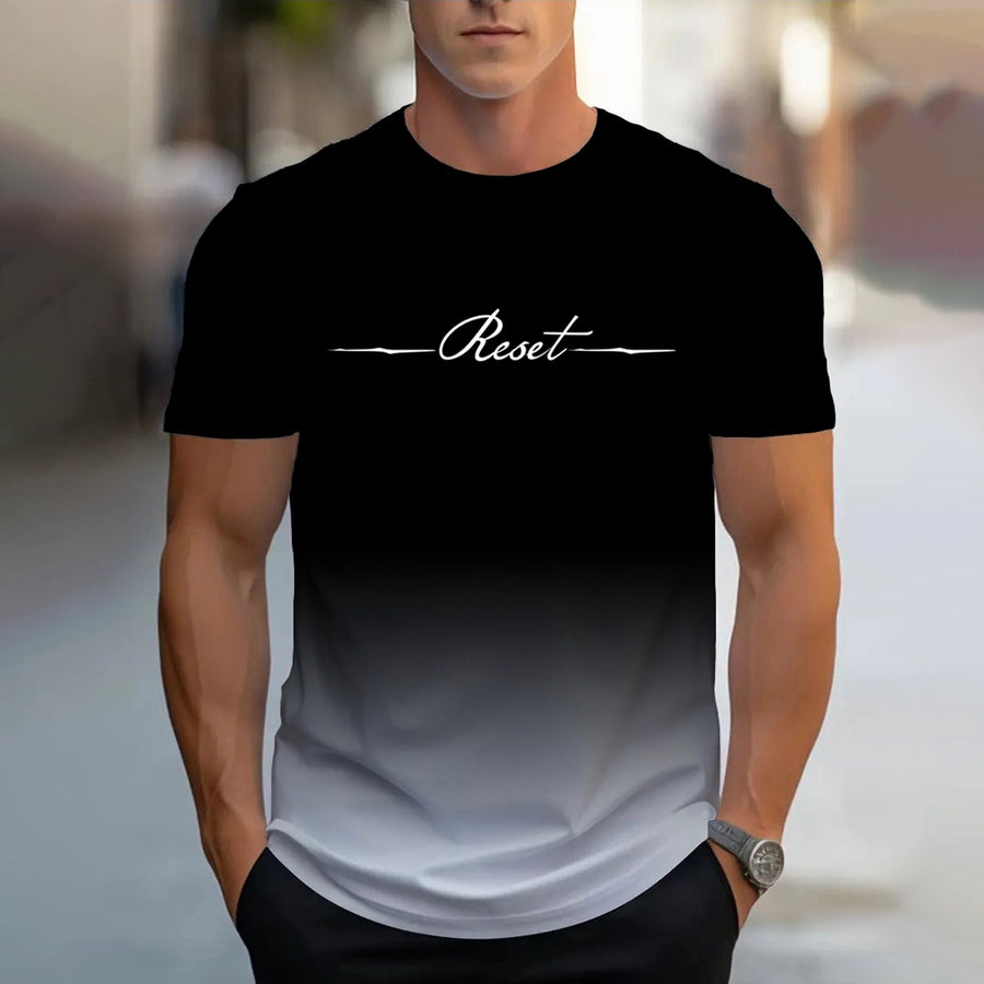 Men's Letter Casual Basic Classic Style Round Neck Short Sleeve Regular Fit Men's T-shirt