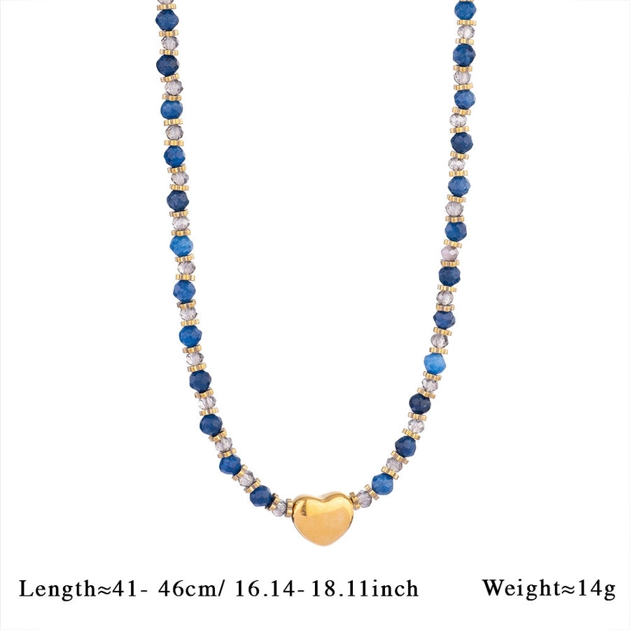 Jewelry Retro Heart Shape 316L Stainless Steel  Artificial Crystal Beaded Bracelets Necklace