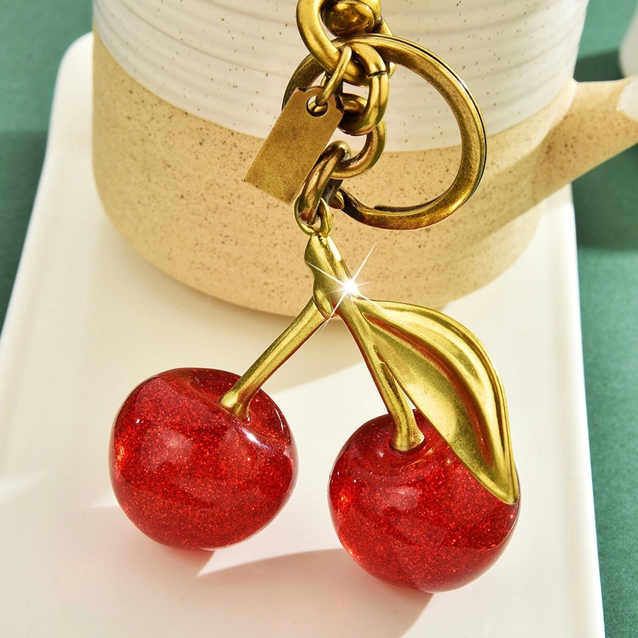 Artificial Crystal Alloy Cherry Bag Charms