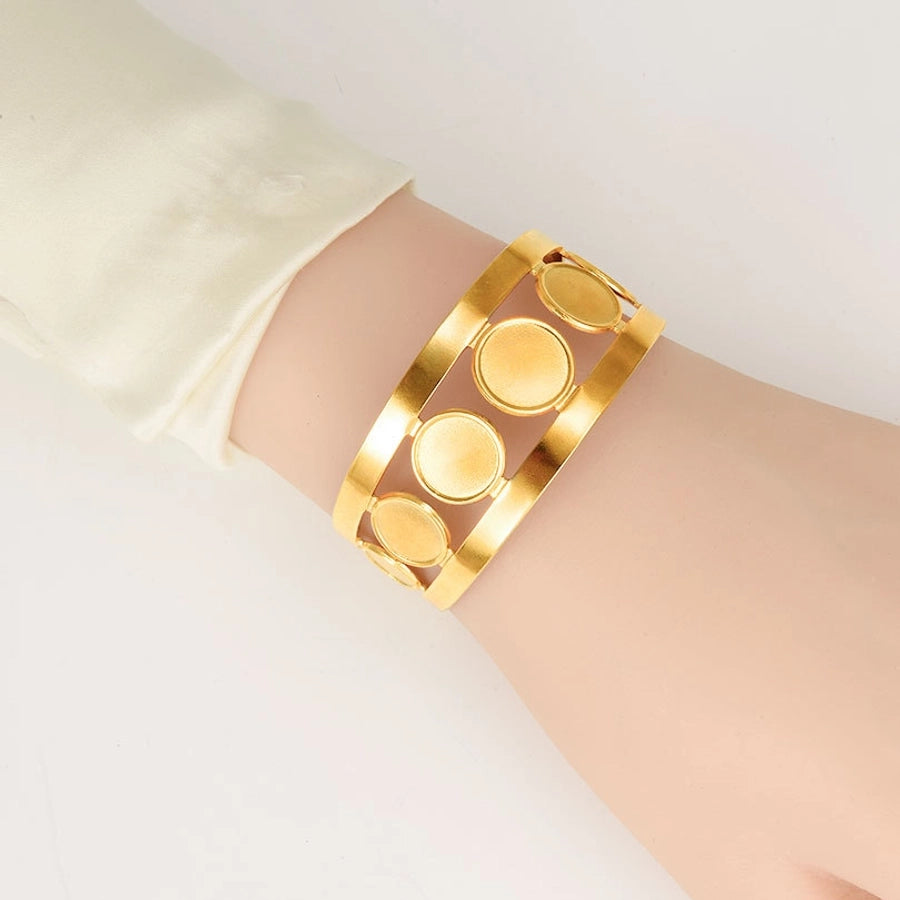 IG Style Solid Color 304 Stainless Steel 18K Gold Plated Bangle In Bulk Stainless Steel Bracelets