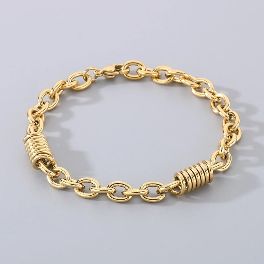 Simple Style Solid Color 304 Stainless Steel 18K Gold Plated cable chain Bracelets In Bulk