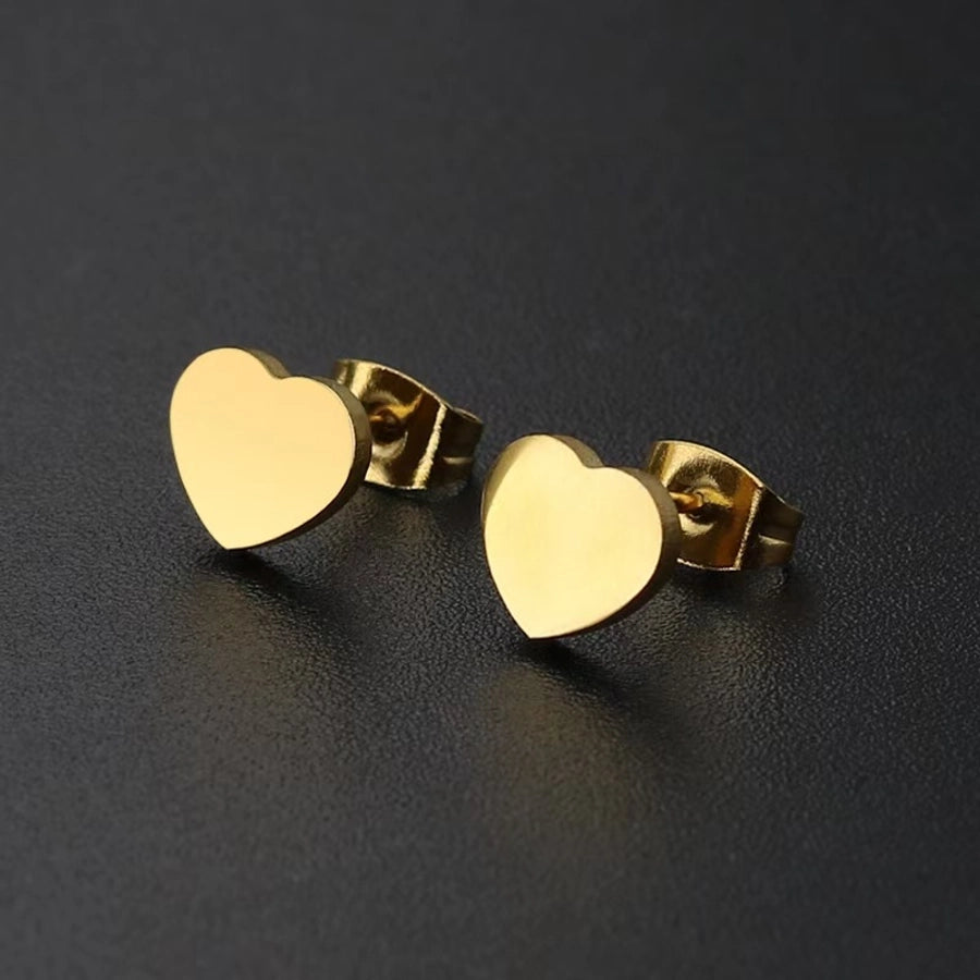 1 Set 1 Pair Simple Style Heart Shape Heart 304 Stainless Steel 18K Gold Plated Earrings Ear Studs