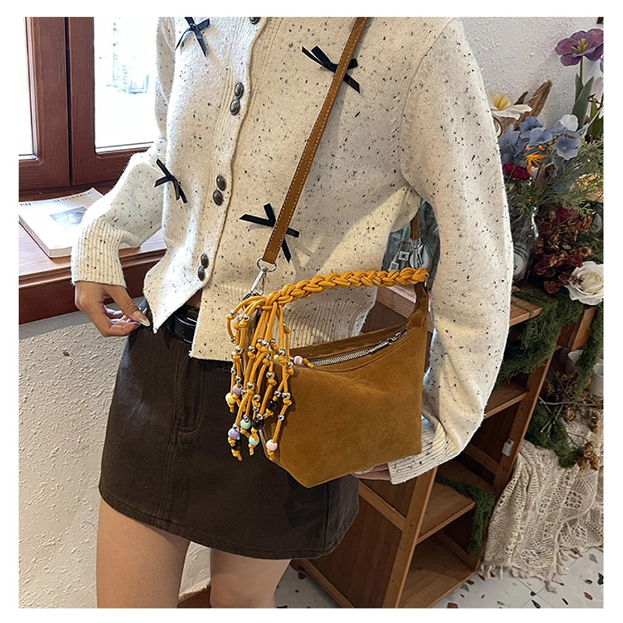 Women's Medium Pu Leather Solid Color Streetwear Square Zipper Shoulder Bag Crossbody Bag