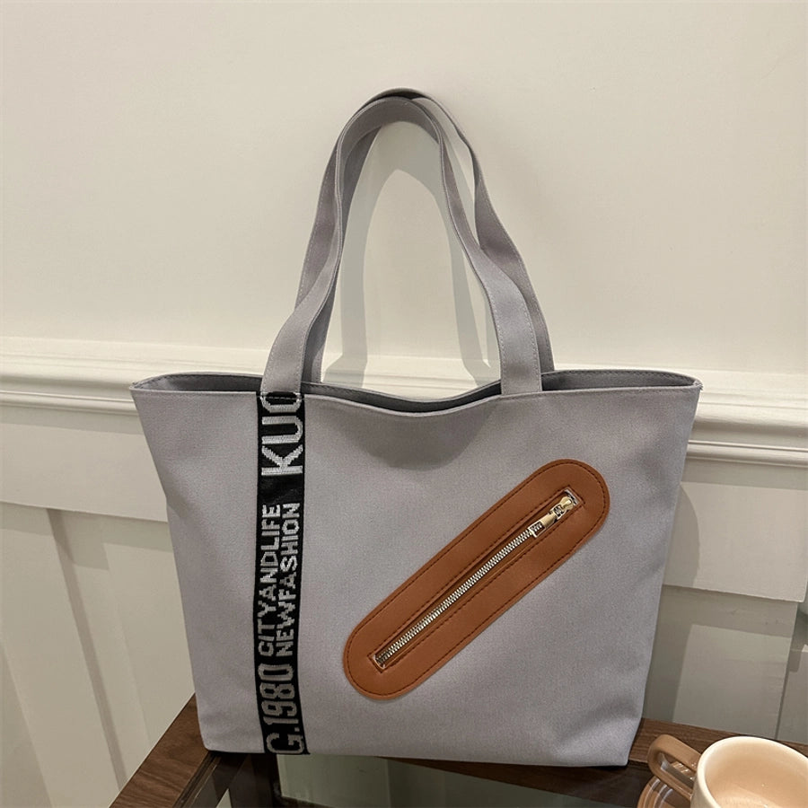 Women's Canvas Letter Streetwear Square Zipper Shoulder Bag