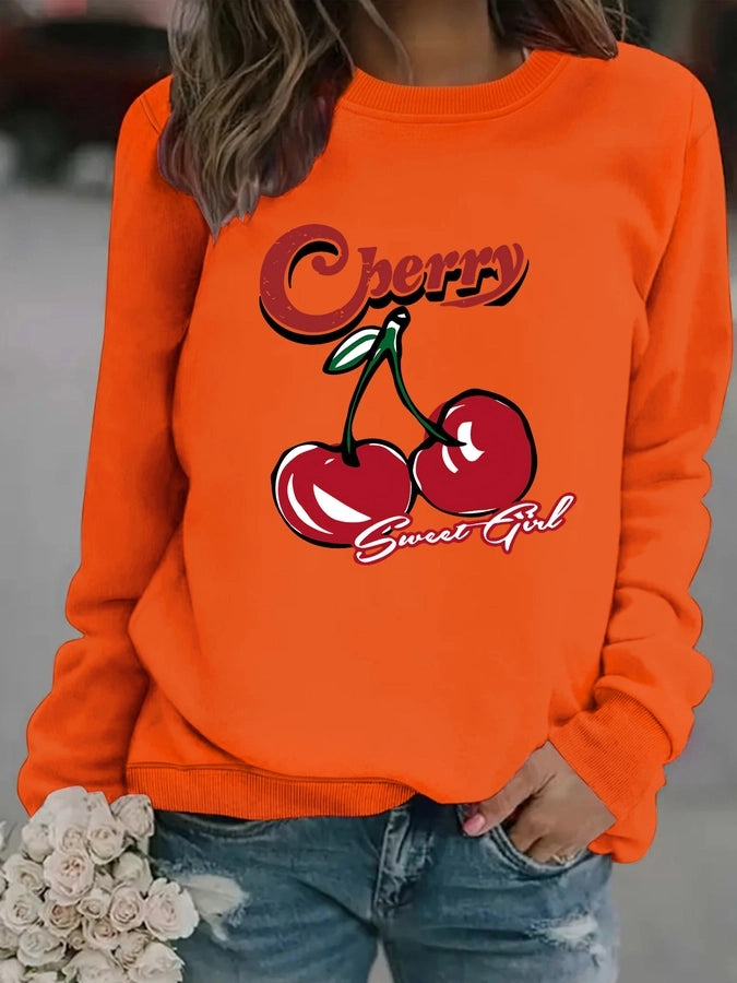 Hoodies & Sweatshirts Long Sleeve Printing Streetwear Cherry