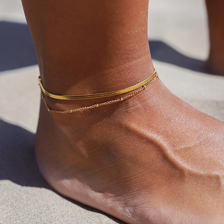 simple style geometric stainless steel plating 18k gold plated women's anklet