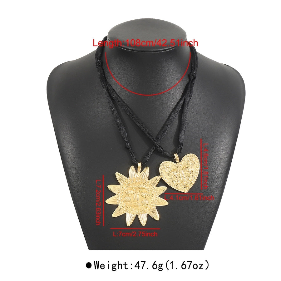 Casual Simple Style Streetwear Geometric Heart Shape Alloy Cloth  Pendant Necklace