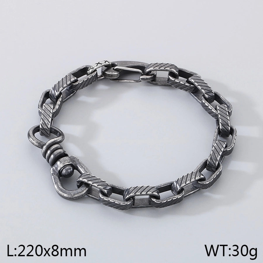 Simple Style Geometric 304 Stainless Steel Cuban Link Chain Curb Chain Bracelets In Bulk