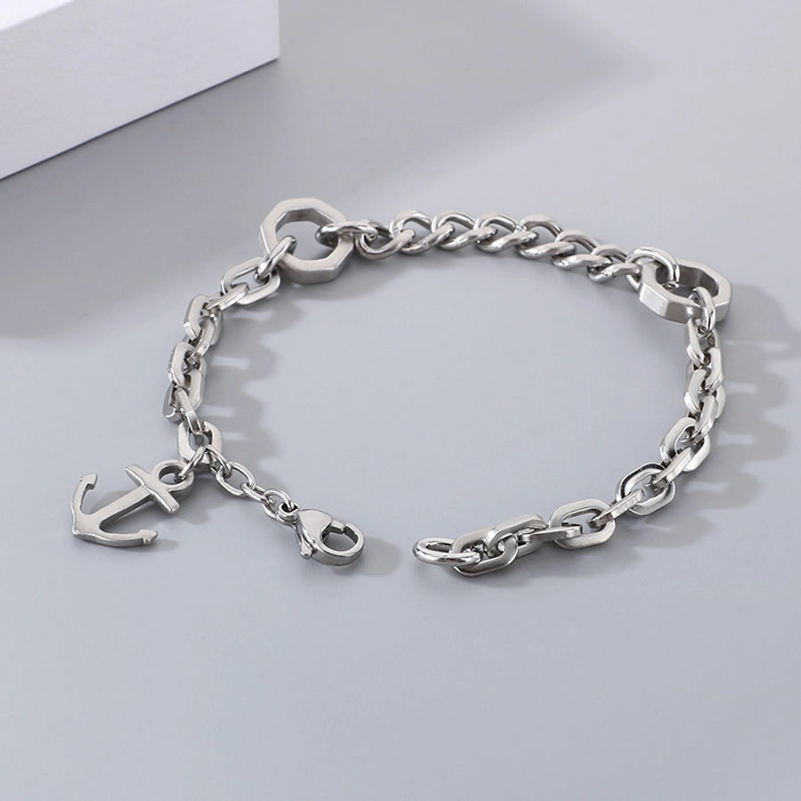 Simple Style Anchor 304 Stainless Steel cable chain Bracelets In Bulk