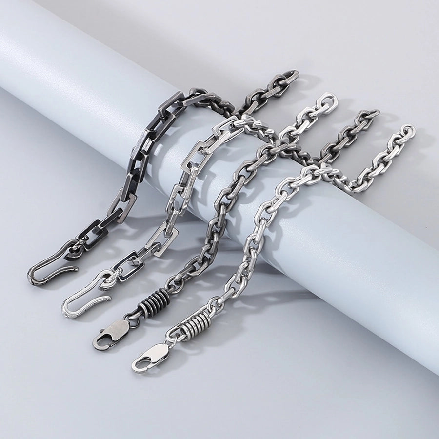 Simple Style Solid Color 304 Stainless Steel cable chain Bracelets In Bulk