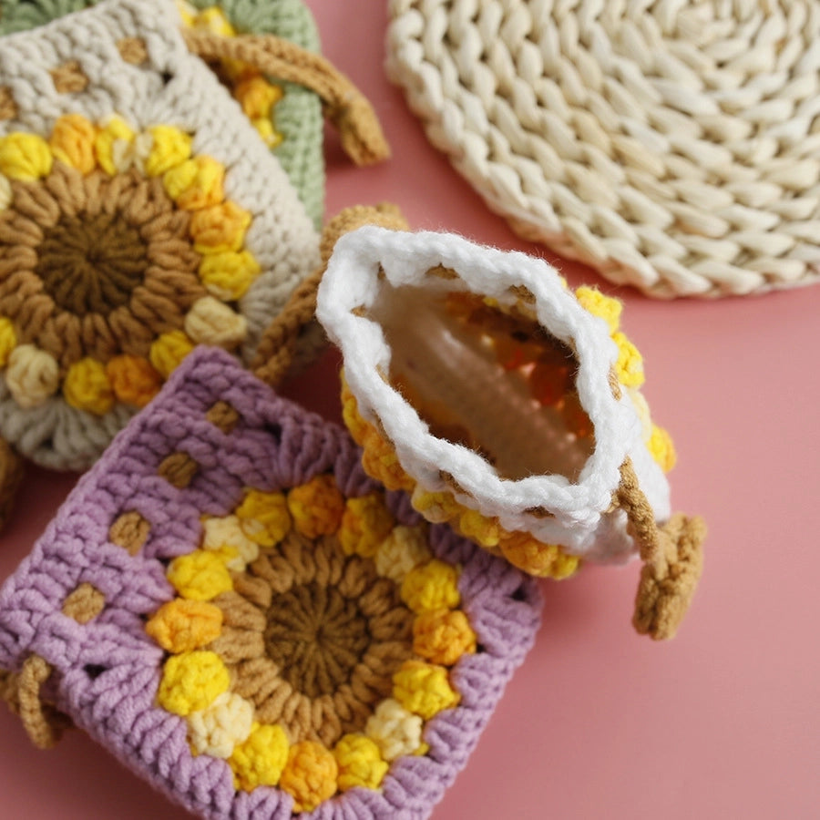 Women's Flower yarn Lace-Up Coin Purses