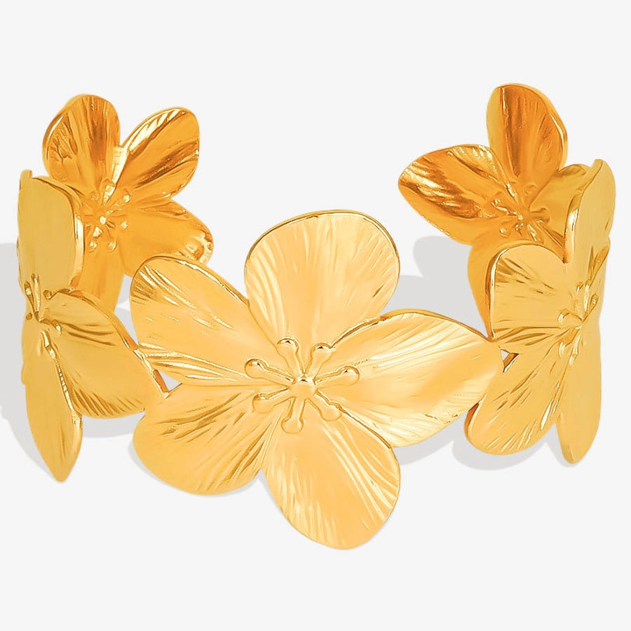 IG Style Flower 304 Stainless Steel 18K Gold Plated Bangle In Bulk Stainless Steel Bracelets