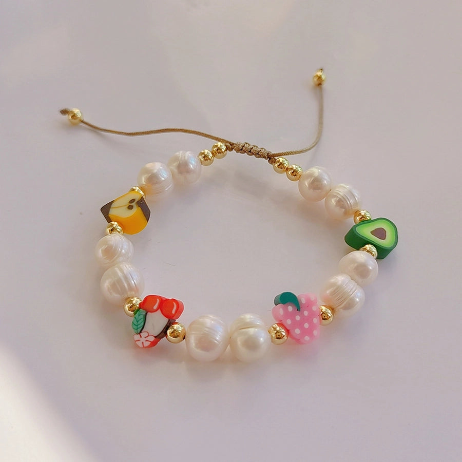 1 piece 1 set modern style geometric pearl knitting women's bracelets