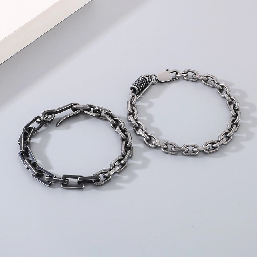 Simple Style Solid Color 304 Stainless Steel cable chain Bracelets In Bulk