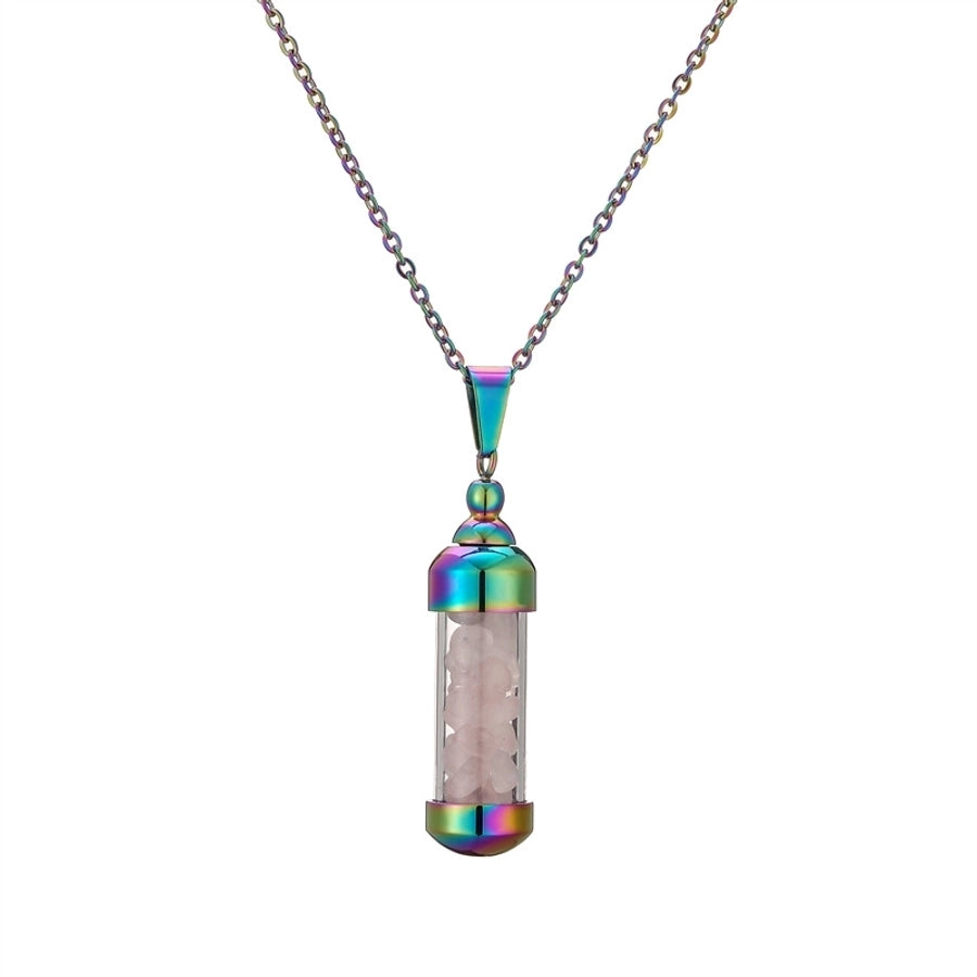 Jewelry Elegant Streetwear Geometric Stainless Steel gravel Plating Pendant Necklace