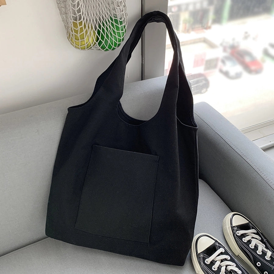 Pure color blank hand-painted canvas bag female single shoulder Japanese simple artistic Travel large capacity student class book bag