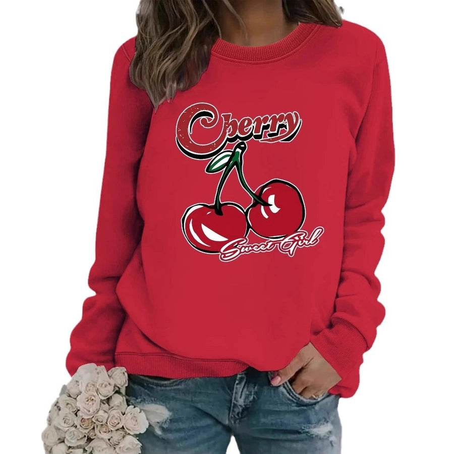 Hoodies & Sweatshirts Long Sleeve Printing Streetwear Cherry