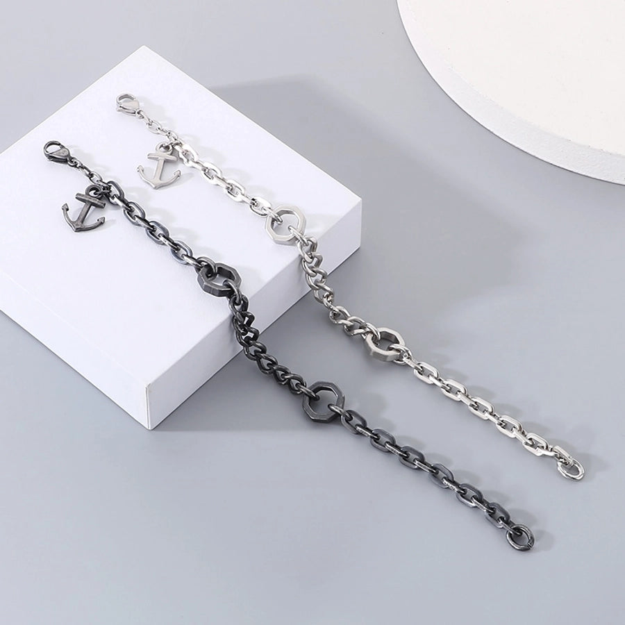 Simple Style Anchor 304 Stainless Steel cable chain Bracelets In Bulk