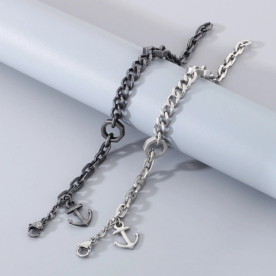 Simple Style Anchor 304 Stainless Steel cable chain Bracelets In Bulk