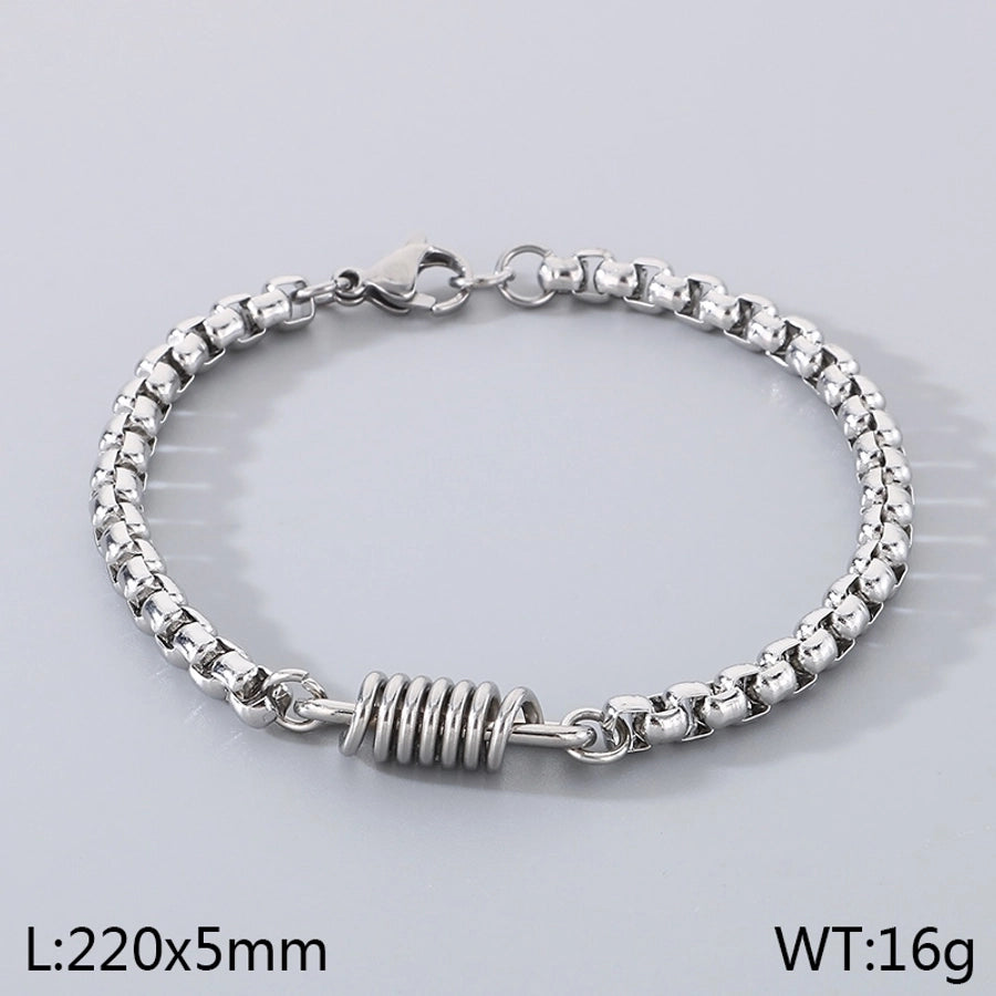 Simple Style Solid Color 304 Stainless Steel 18K Gold Plated cable chain Bracelets In Bulk