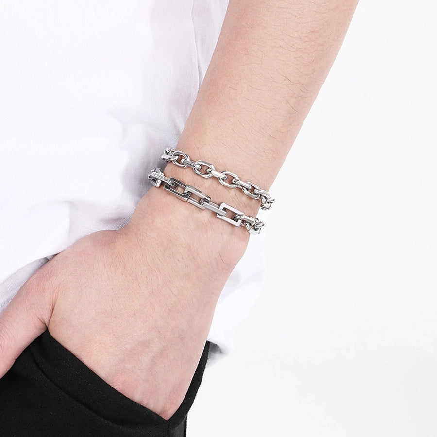 Simple Style Solid Color 304 Stainless Steel cable chain Bracelets In Bulk