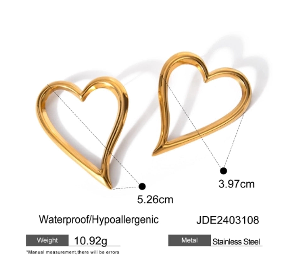 Jewelry IG Style Basic Classic Style Heart Shape 304 Stainless Steel 18K Gold Plated Plating Earrings Necklace