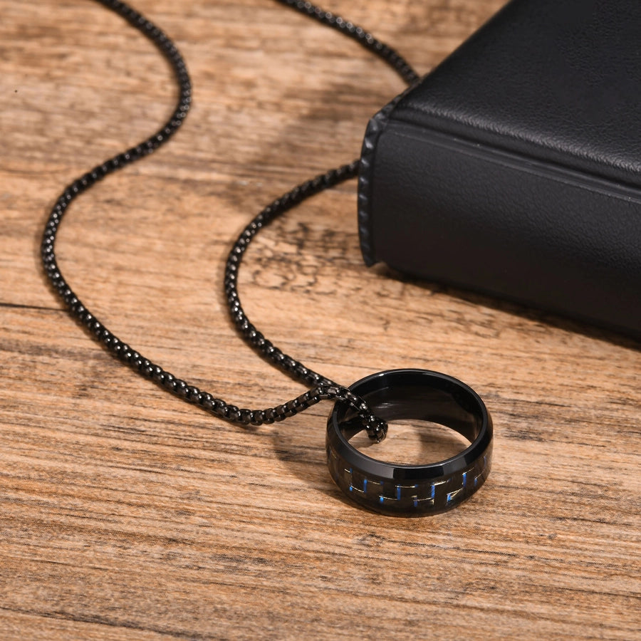 Simple Style Solid Color 304 Stainless Steel Plating Men's Pendant Necklace