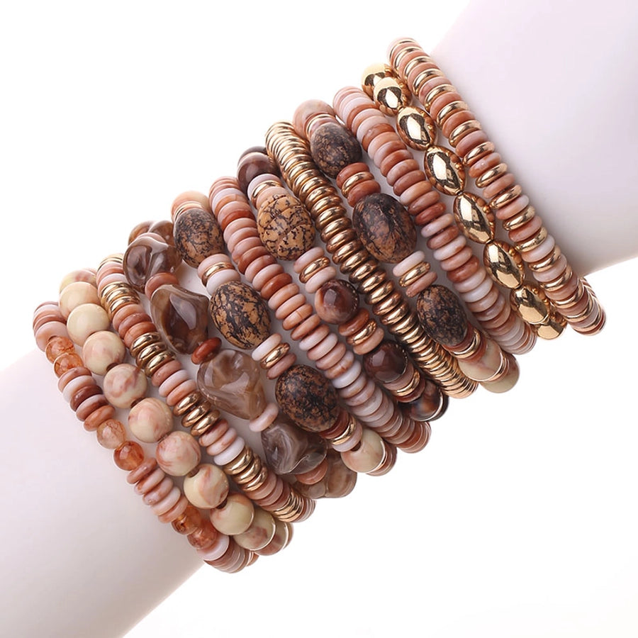 Vintage Style Round Oval CCB Arylic Wood Beaded Chain Beaded Bracelets