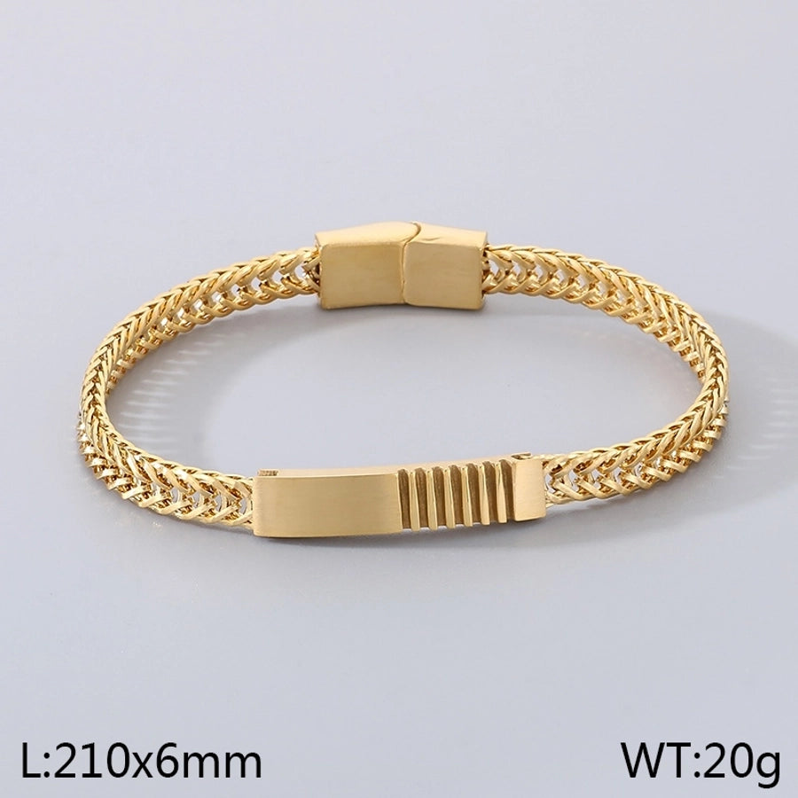 Simple Style Geometric 304 Stainless Steel 18K Gold Plated Cuban Link Chain Curb Chain cable chain Bracelets In Bulk