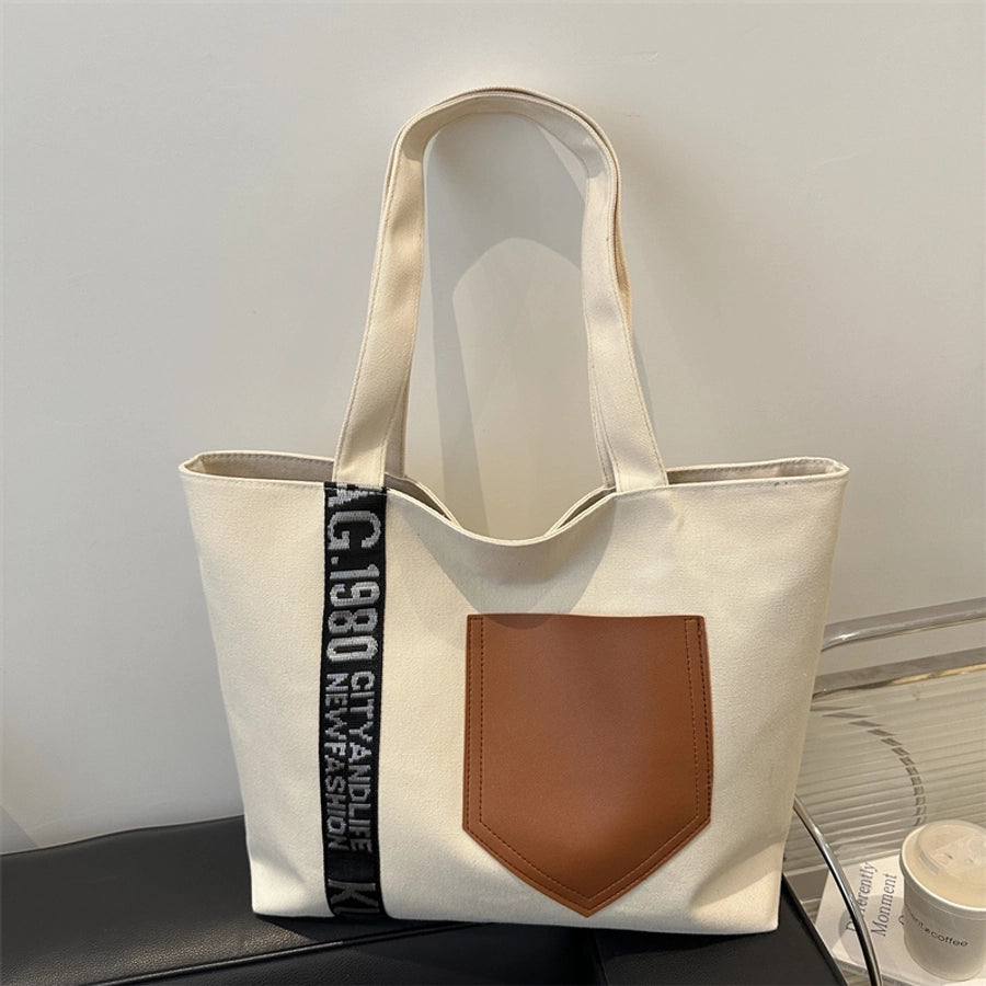 Women's Canvas Letter Streetwear Square Zipper Shoulder Bag