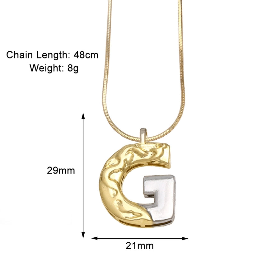 Copper 18K Gold Plated Plating Letter Pendant Necklace